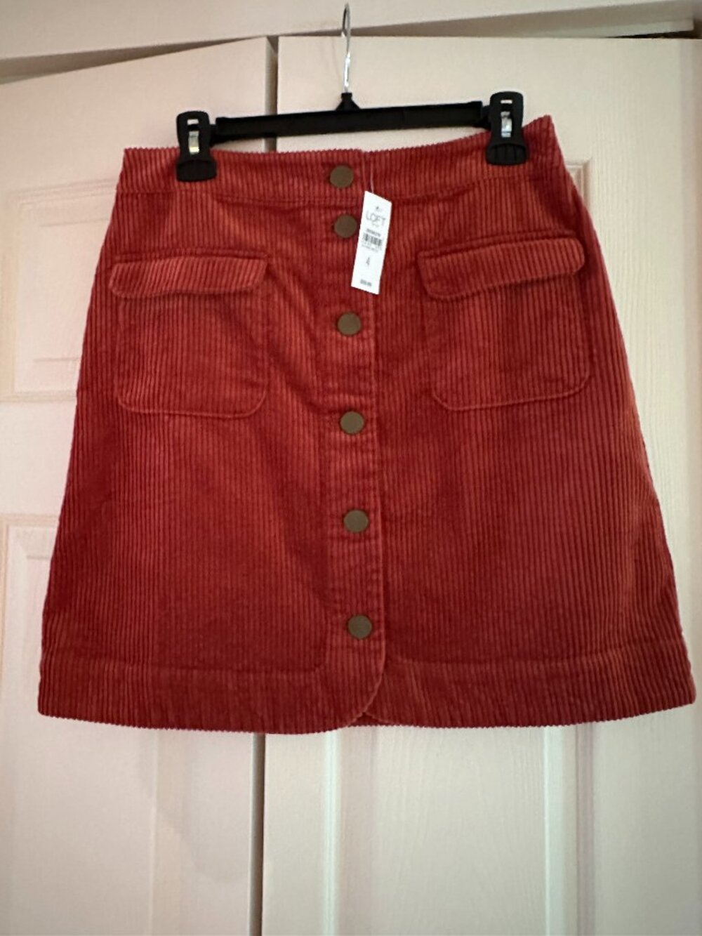 NWT Loft Outlet Corduroy Skirt, Dark Orange Size 4